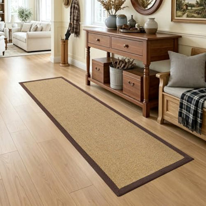 DEXI Jute Runner Rug 2'4''x8', Rug Runners for Hallways, Natural/Brown - color: Natural/Brown, size: 2'4" x 8' (Runner)