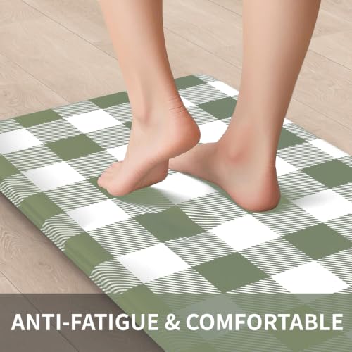 MAYHMYO Anti Fatigue Kitchen Mats for Floor, Cushioned Fresh Green Mat 2PCS - color: Flesh Green