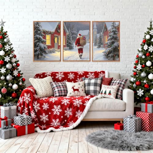 Aurlan 3 Pcs Santa Is Coming To Town Framed Wall Art 12x16 Inch - color: Santa Claus is Coming to Town, size: 12"L x 16"W