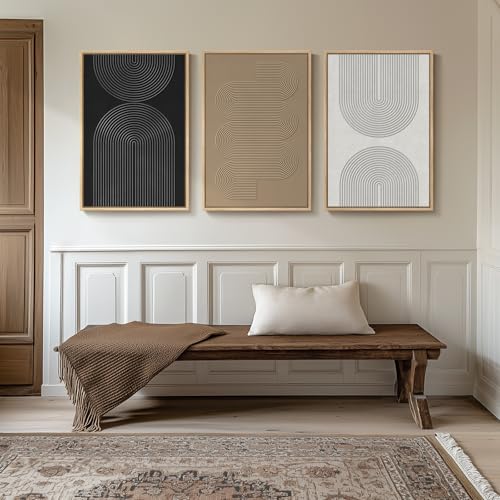 3D Textured Large Framed Boho Neutral Abstract Wall Art Set of 3, 20x30 In - color: Neutral --A, size: 20"w X 30"h X 3pcs