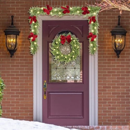 HipTree 9ft Pre-Lit Real Touch Norfolk Christmas Garland with Lights - size: 9ft