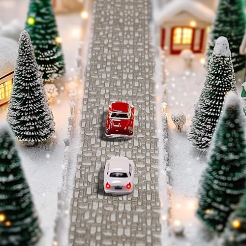 4 Pcs Christmas Village Cobblestone Road, Christmas Villages Accessories - color: 39"x 3.5"-grey Cobblestone