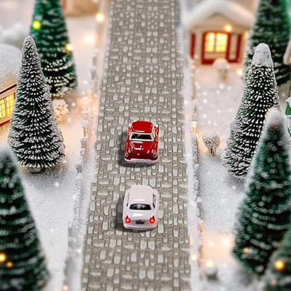 4 Pcs Christmas Village Cobblestone Road, Christmas Villages Accessories - color: 39"x 3.5"-grey Cobblestone