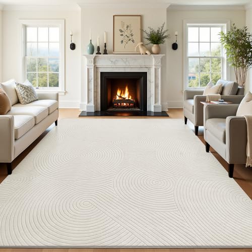 U'Artlines 8x10ft Washable Area Rug for Living Room, Beige - size: 8 x 10ft