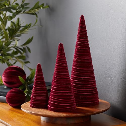 Your Heart's Content Set of 3 Burgundy Velvet Trees (Burgundy) - color: Burgundy