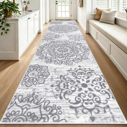 HEBE Hallway Runner Rug 3'x6', Washable Non Slip Kitchen Rug Runner - color: Grey, size: 3' x 6' (Rectangular)