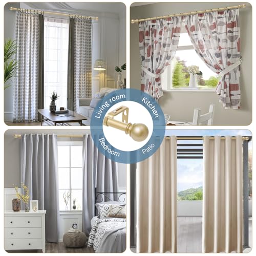 Gold Curtain Rods for Windows 48 to 84,5/8'' Heavy Duty Metal Curtain Rod - color: Gold, size: 30-88"(1 Pack)