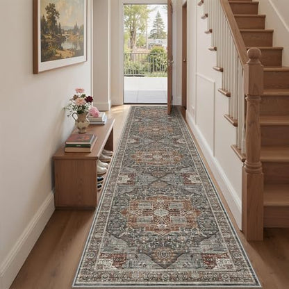 Roxstand Washable 2.6x10 Hallway Runner Rug, Grey/Brown/Tan - color: Grey/Brown/Tan, size: 2'6"x10'(Runner)