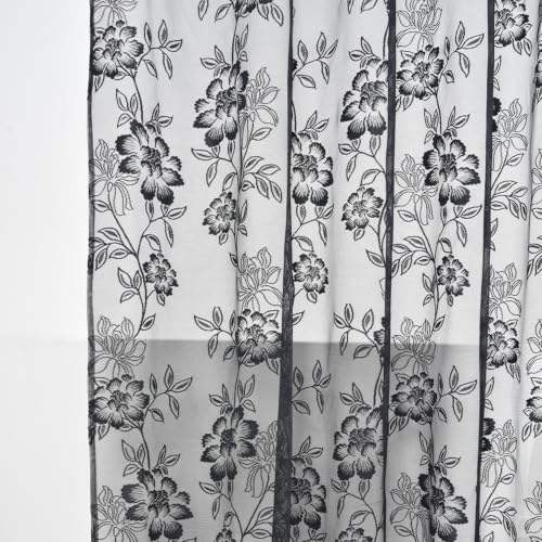 Black Lace Shower Curtain with Attached Valance, 72 x 72 Inch 1 Panel - color: Black, size: 72"W x 72"L (Pack of 1)