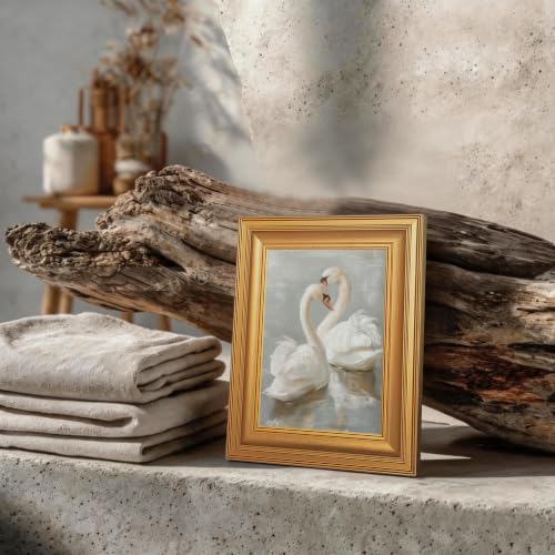 EJPFOGV Two Romantic White Swans Heart Framed Canvas Wall Art 8x10 inches - color: Swan, size: 10"L x 8"W