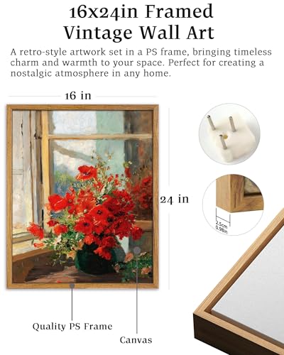 UPWOIGH Olga Wisinger-Florian Poppies Framed Wall Art, 16 x 24 Inch - color: Red Poppies, size: 24"L x 16"W
