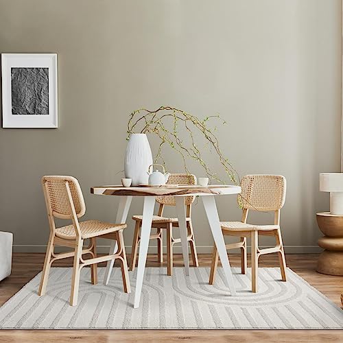 LUXE WEAVERS Modern Geometric High Low Area Rug Cream 5x7 - color: Cream, size: 5' x 7' (Rectangular)