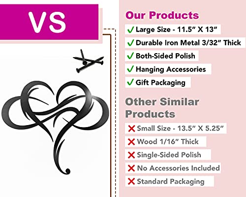 Vivegate Infinity Heart Metal Wall Plaque, Unique Infinity Heart Wall Decor Love Sign Steel Art Geometric Wall Decor Set Cut Out for Outside (Medium - 13"X11.5") - size: 16"L x 12"W