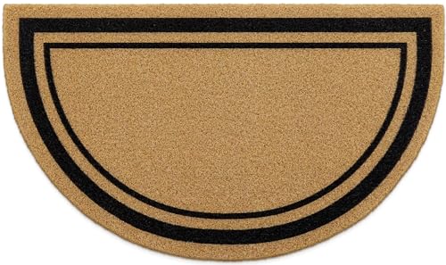 OLANLY Half Circle Door Mat 30x17, Low Profile Doormat (Border) - size: 30" X 17"