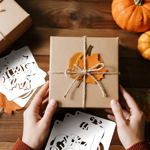 72 PCS Fall Stencils for Painting, 3x3 Inch Reusable Thanksgiving Stencils for Seasonal Home Art, Gourds Autumn Leave Turkey Thanksgiving Painting Templates on Wood, Window Door Decor DIY Decoration - style: 72PCS Thanksgiving