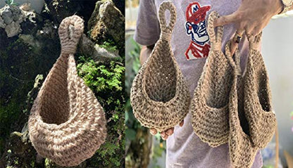 Small Jute Hanging Wall Basket, Handmade Planter for 3- Inch Plant Pots