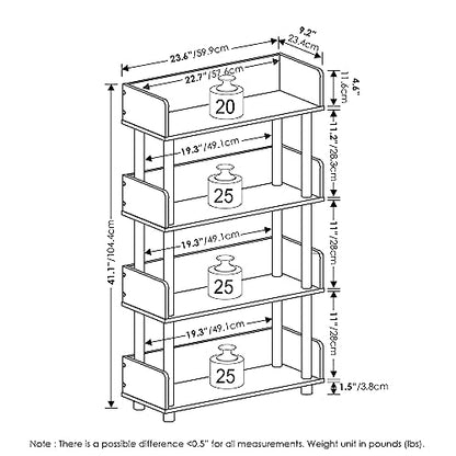 Furinno Turn-N-Tube 4-Tier Display Shelf, Open Frame, Amber Pine - color: Amber Pine/Black, size: 4-Tier Display Rack