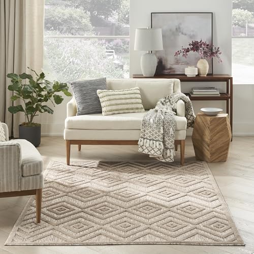 Nourison Home Versatile Natural Beige 6' x 9' Area Rug - Easy Clean, Non Shedding, Bed Room, Living Room, Dining Room, Kitchen (6' x 9') - color: Natural Beige, size: 6' x 9' (Rectangular)