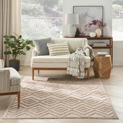 Nourison Home Versatile Natural Beige 6' x 9' Area Rug - Easy Clean, Non Shedding, Bed Room, Living Room, Dining Room, Kitchen (6' x 9') - color: Natural Beige, size: 6' x 9' (Rectangular)
