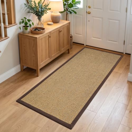 DEXI Jute Runner Rug 3x7, Rug Runners for Hallways, Natural/Brown - color: Natural/Brown, size: 3' x 7' (Runner)