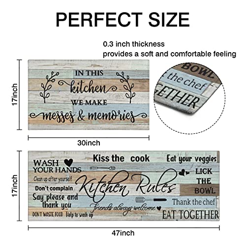 Kitchen Rules Rugs Set of 2,Washable Kitchen Mats 17x30+17x47 - color: Kitchen Rules, size: 17" x 30" + 17" x 47" (Set of 2)