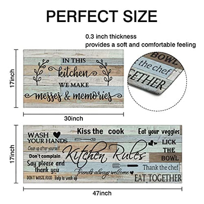 Kitchen Rules Rugs Set of 2,Washable Kitchen Mats 17x30+17x47 - color: Kitchen Rules, size: 17" x 30" + 17" x 47" (Set of 2)