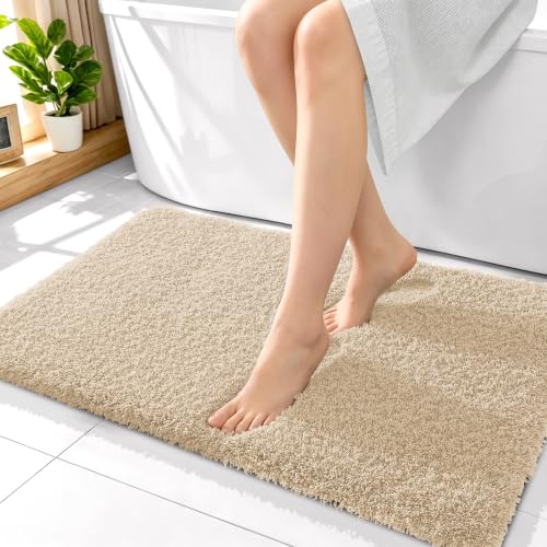 OLANLY Microfiber Bathroom Rugs 36x24, Soft Highly Absorbent Bath Mat, Sand - color: Sand, size: 36" X 24"
