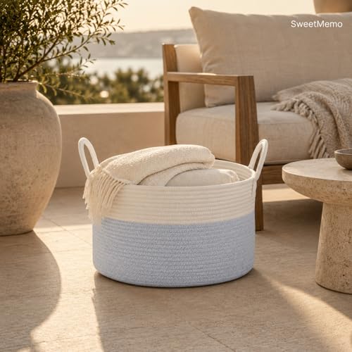 Extra Large Gift Basket Empty to Fill, 32L, Light Blue and White - color: White Blue, size: Large