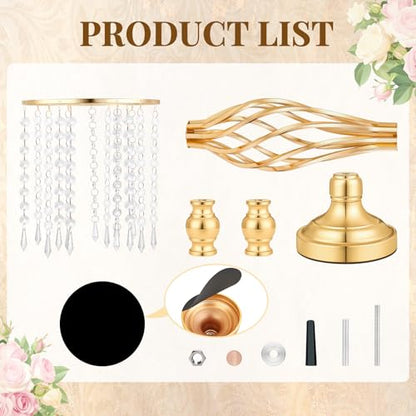 Gold Crystal Tall Vase Centerpiece Stand, Elegant Gold Flower Holder for Wedding Table Centerpieces, Perfect Wedding Reception Table Decor, Bases para Centros de Mesa, Centros de Mesa(12Pack) - size: 12Pack