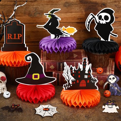 Halloween Table Decorations, 10Pcs Spooky Honeycomb Centerpieces - style: Black Halloween Style