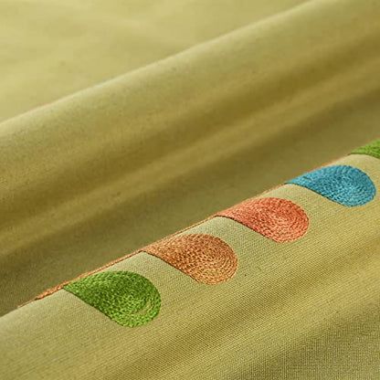 VOGOL Leaf Embroidered Faux Linen Curtains, 52 x 63, Grommet Top, 2 Panels - color: C2, size: 52"W x 63"L (Pack of 2)
