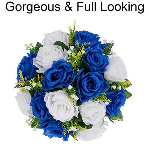 Flower Centerpieces Wedding Tables: Royal Blue & White, 2 Packs - color: Royal Blue White