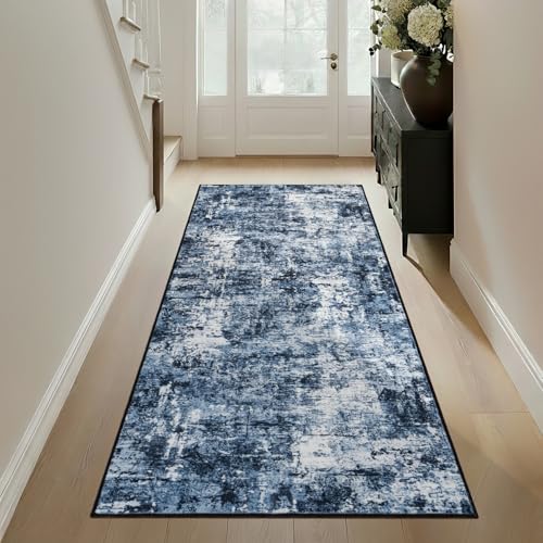 Rugflix 2x7 Runner Rug for Hallway, Washable Navy Blue Kitchen Runners - color: 01-ocean Blue, size: 2' x 7' (Runner)