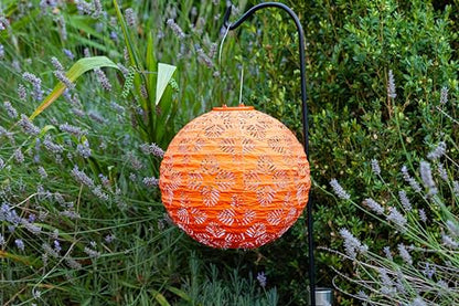 Allsop Home & Garden Soji Stella Brights Geo Palm Outdoor Weatherproof Tyvek® Hanging Solar Lantern. Dual White LEDs and Stainless Steel Easy to Hang Frame.