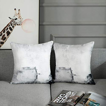 Britimes Throw Pillow Covers Set of 2, 18 x 18 Inch, White Grey - color: Black White, size: 18" x 18" (Pack of 2)