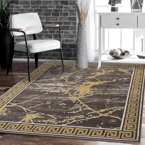 GLORY RUGS Area Rugs Marble 2x7 Brown Carpet Modern Abstract Rug Living Room Dining Bedroom Rug - color: Brown Gold, size: 2' x 7' (Rectangular)