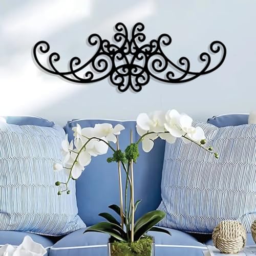 DUOOLN Metal Scroll Wall Decor,Arched Vine Art Line Hanging Sign Above Door - color: Small Scroll-Black