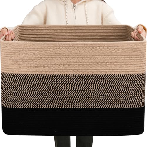 OIAHOMY 108L Extra Large Blanket Basket Dog Toy Basket Yellow and Black - color: Yellow and Black