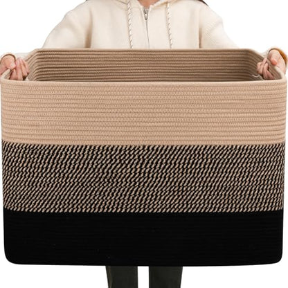 OIAHOMY 108L Extra Large Blanket Basket Dog Toy Basket Yellow and Black - color: Yellow and Black