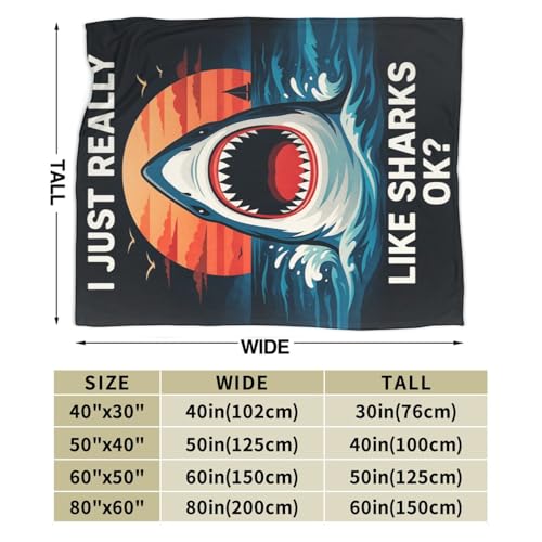 Shark Blanket Throw Blanket for Shark Lovers Gifts for Men Women Boys Girls Fleece Fuzzy Soft Flannel Plush Warm Bedding Stuff for Sofa Bed Couch 40 x 50 Inch - color: Shark, size: 50"x40"