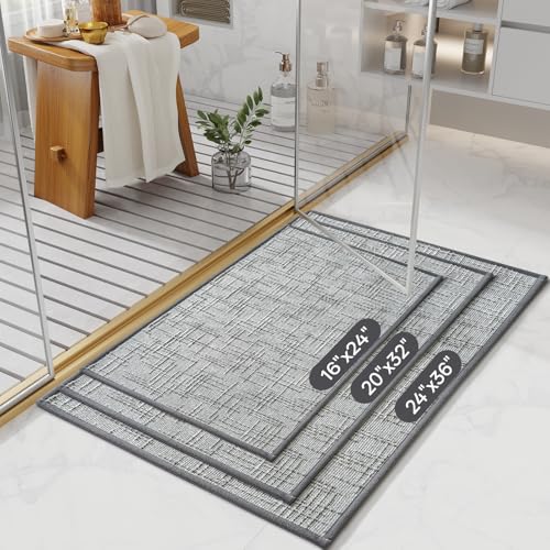 Bath Mat Non Slip,Quick Dry Bathroom Rug Under Door,24"x36",Grey - color: A- Grey, size: 24" x 36"