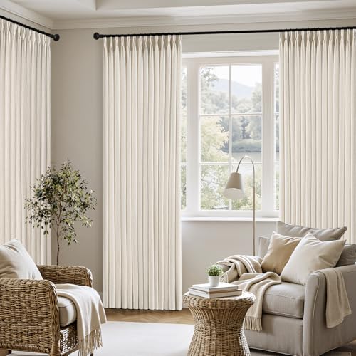 MIULEE Pinch Pleated Thick Linen Curtains 40x86 Inch Birch 4 Panels Set - color: Birch, size: 40"W x 86"L (Pack of 4)