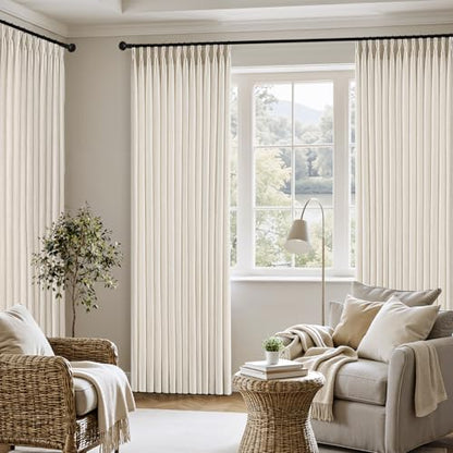 MIULEE Pinch Pleated Thick Linen Curtains 40x86 Inch Birch 4 Panels Set - color: Birch, size: 40"W x 86"L (Pack of 4)