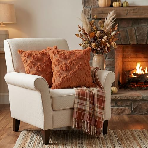 AVOIN colorlife Caramel Pumpkin Fall Throw Pillow Covers 16x16 Inch - color: Caramel Maple, size: 16" x 16" (Pack of 2)