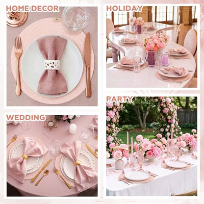 24 Pcs 13 in Round Woven Placemats Boho Charger,Pink,Classic - color: Pink, style: Classic
