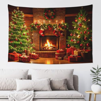 mutakin Christmas Tapestry Wall Hanging Aesthetic For Bedroom Living Room Dorm - color: Christmas
