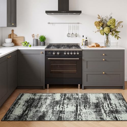 Merelax 2x6 Hallway Runner Rug Washable Non-Slip Black White Low Pile Rugs - color: Black White, size: 2' x 6'(24''x72'')