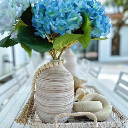 ALMA 9" Boho Flower Vase, Ceramic Pampas Grass Vases for Modern Farmhouse - color: Oval-white-9''