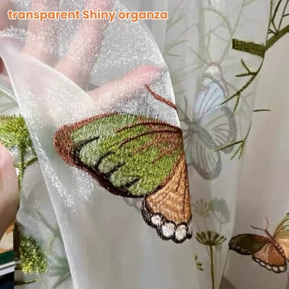 Embroidered Butterfly Window Semi Sheer Curtains for Kids Room Country Style Dandelion Pattern Room Divider Rod Pocket Tulle Gauze Voile Panel Drapes for Living Room 1 Panel W52 x L63 inch - size: 52"W x 63"L (Pack of 1)