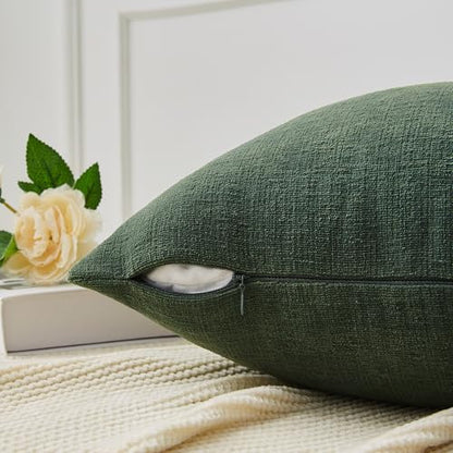GAWAMAY Dark Green Chenille Throw Pillow Covers 18x18 Set of 2 for Couch - color: Dark Green, size: 18" x 18" (Pack of 2)